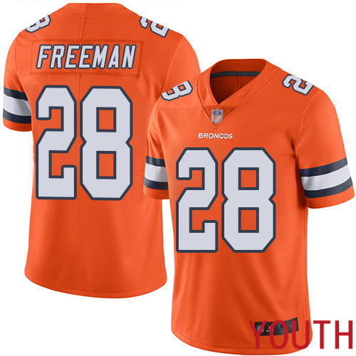 Youth Denver Broncos #28 Royce Freeman Limited Orange Rush Vapor Untouchable Football NFL Jersey